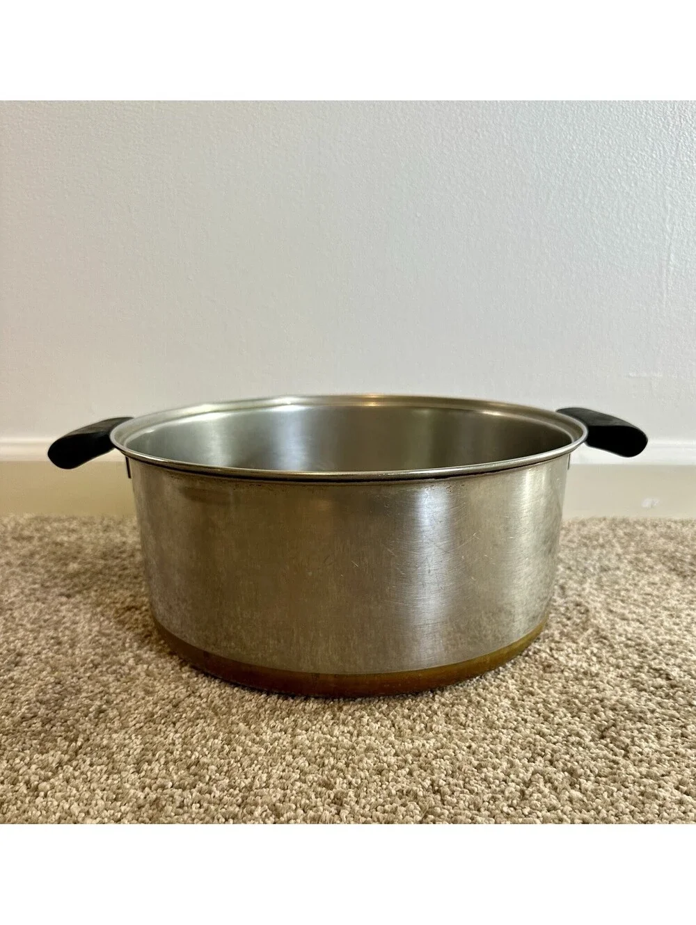 Vintage Revere Ware 10” X 5” Stock Pot Copper Bottom No Lid 6 Quart 6QT